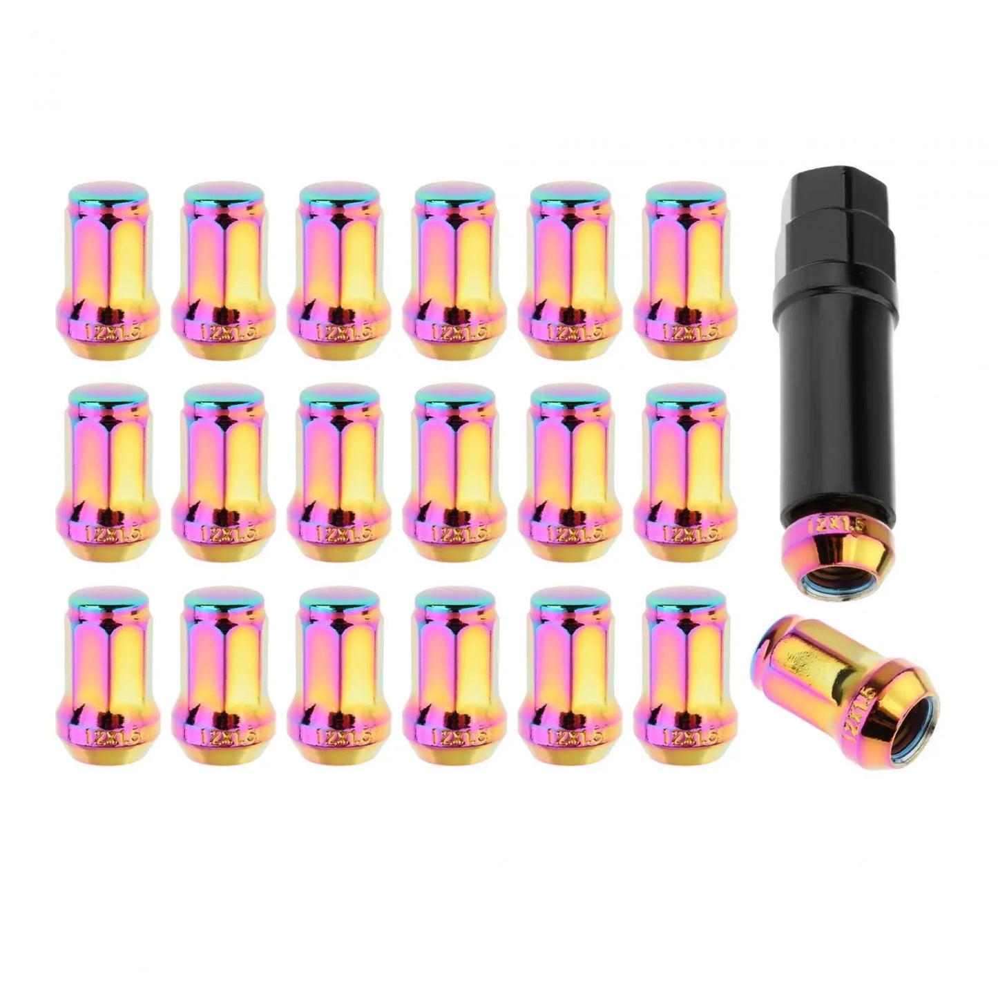 Wheel Lug Nuts Replacement Set M12 Cold Forged Carbon Steel Socket Key for Automotive Tire Maintenance