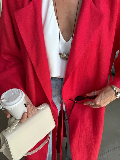 Tossy Casual Loose Lace-Up Dress Female Lapel Long Sleeve High Waist Solid Autumn 2025 New Bandage Dress Women's Commute Dress