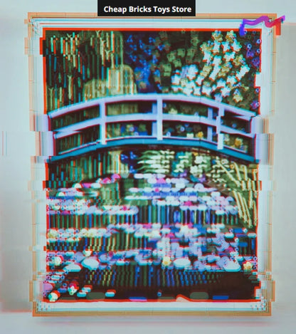 Water Lily Pond and Japanese Arch Bridge Paintings Model Adults Gifts Building Blocks 3179pcs Bricks Cheapest Toy for Home Decor