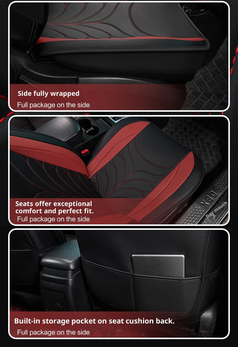 Five-seat universal car seat covers, available in multiple colors, durable and easy to install, suitable for most vehicles.