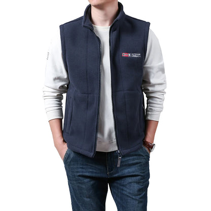 Outerwear Polar Fleece Vest Men Autumn Winter Solid Color Thicken Warm Vests Man Outdoor Casual Fashion Hiking Sportswear Male