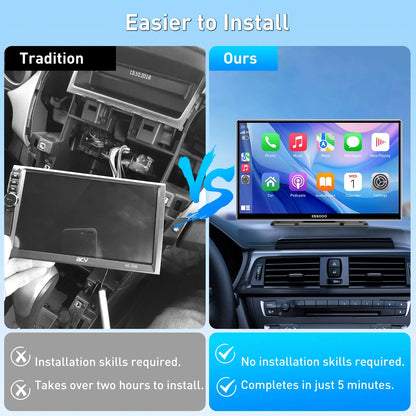 7" / 9" Portable Wireless Carplay Android Auto Car Radio Multimedia Player IPS Touch Screen AUX USB Bluetooth Mirror Link AHD