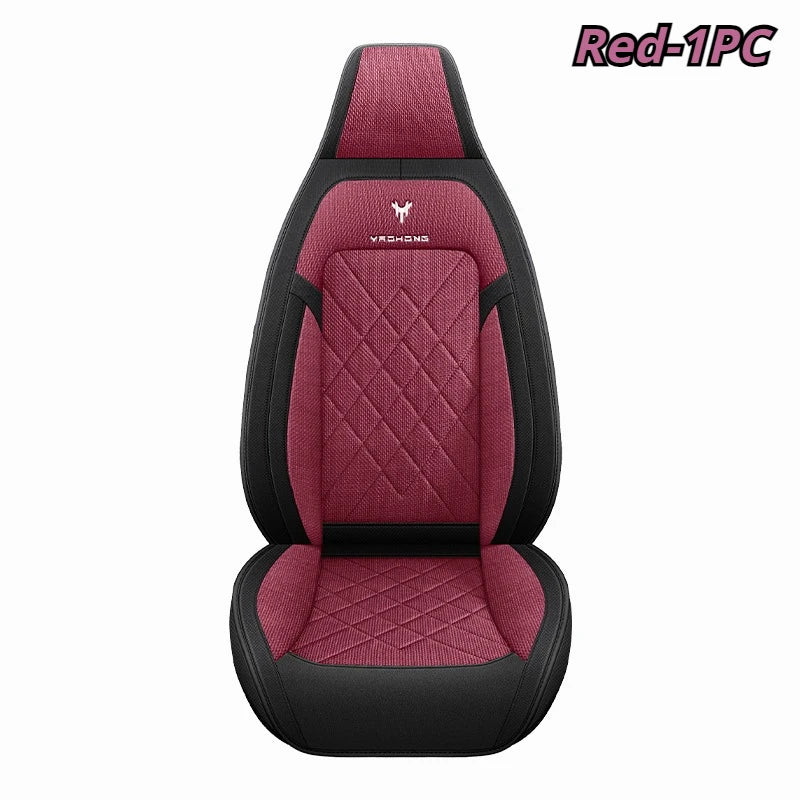 1pc Hooded Car Seat Cover - Premium Linen Texture for All-Season Comfort & Breathability, Universal Design for Sedans, SUVs