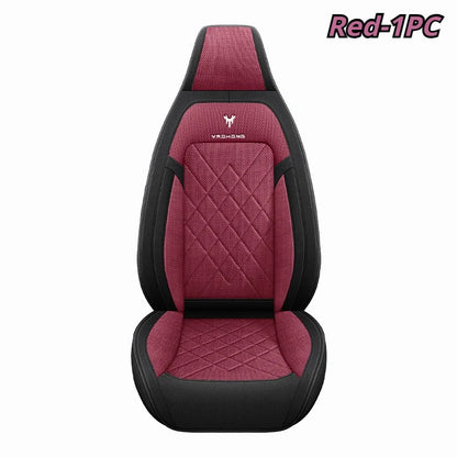 1pc Hooded Car Seat Cover - Premium Linen Texture for All-Season Comfort & Breathability, Universal Design for Sedans, SUVs