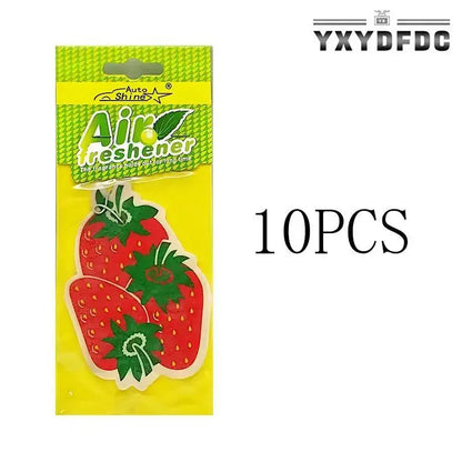 3-80pcs Fruit Car Air Freshener Natural Aromatherapy Tea Paper Hanging Perfume Vanilla Auto Parts Interior