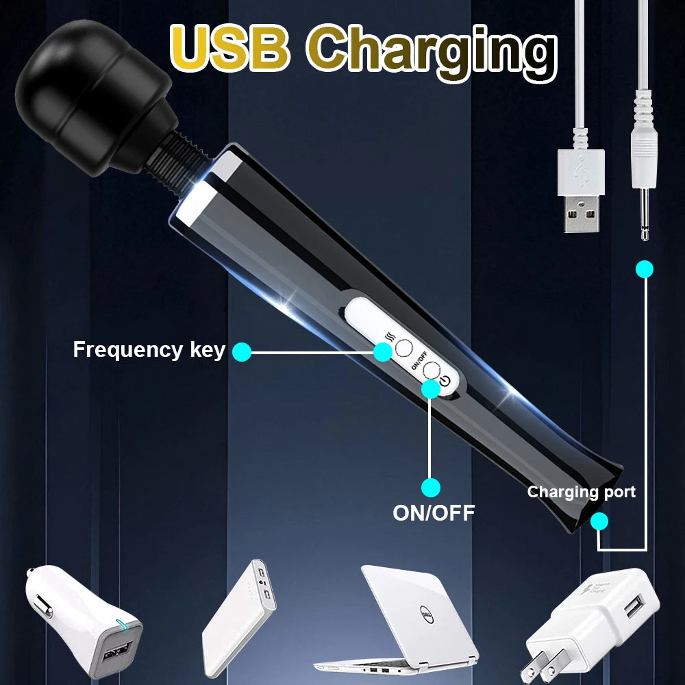 Powerful Magic Wand Vibrator Big AV G-spot Nipple Massager Vaginal Dildo Clitoral Stimulator Sex Toys for Adults Women Female