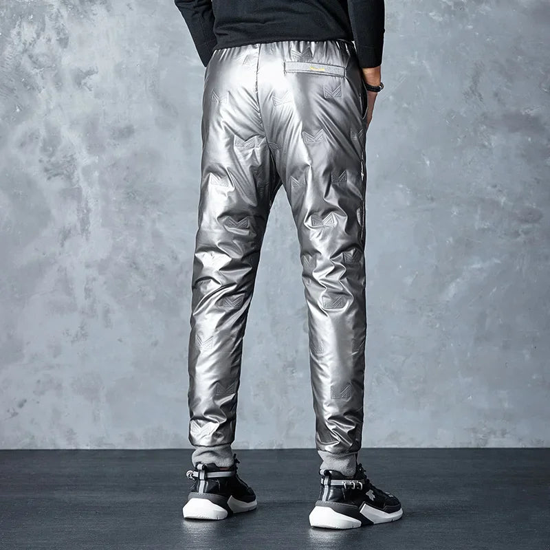 Winter Warm Thickened White Duck Pants Men'S Korean Youth Outdoor Bright Face Wind Proof And Waterproof Down Trousers