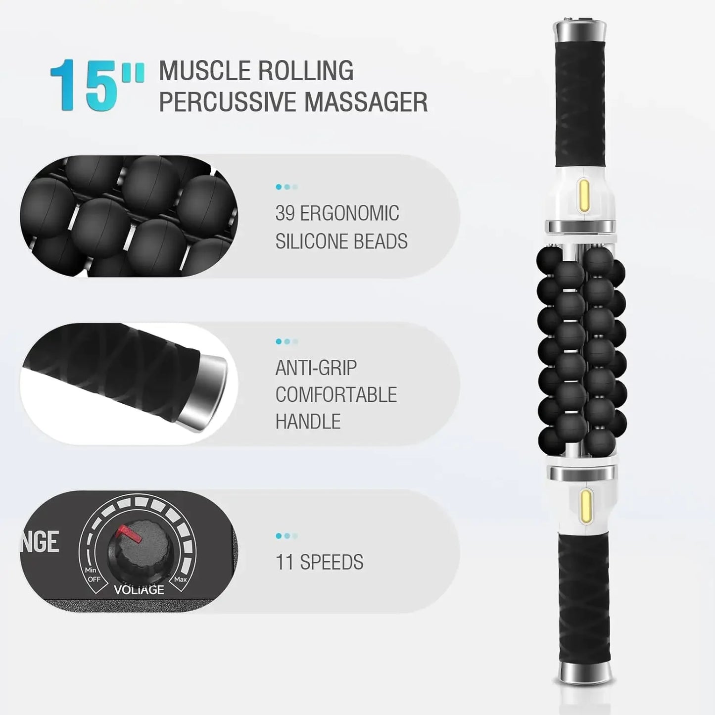 Electric Roller Impact Massager Portable Muscle Relaxation Rolling Ball Device For Athletes To Relieve And Recover Muscles