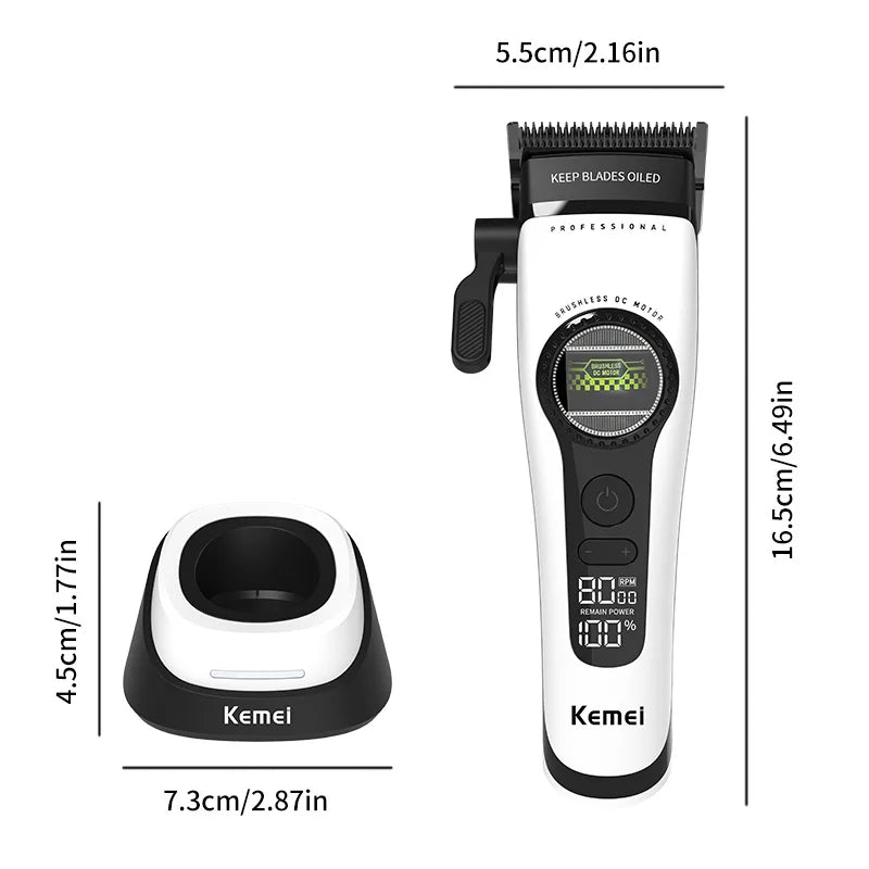 Komei Professional Hair Clipper F1 - Super Motor with External Brushless Trimmer, Men's Electric Shaver KM-1593