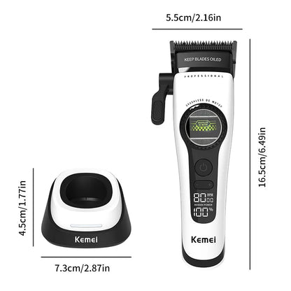 Komei Professional Hair Clipper F1 - Super Motor with External Brushless Trimmer, Men's Electric Shaver KM-1593
