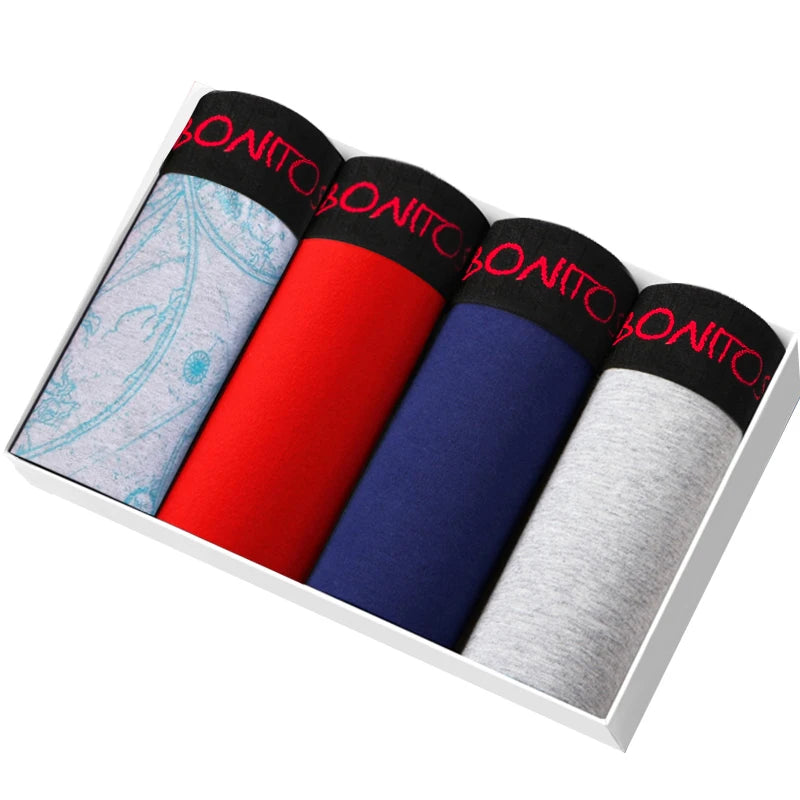 4Pcs Mens Underpants Sexy Boxers Underwear Man Cotton Men's Panties Brand Male Boxer Shorts