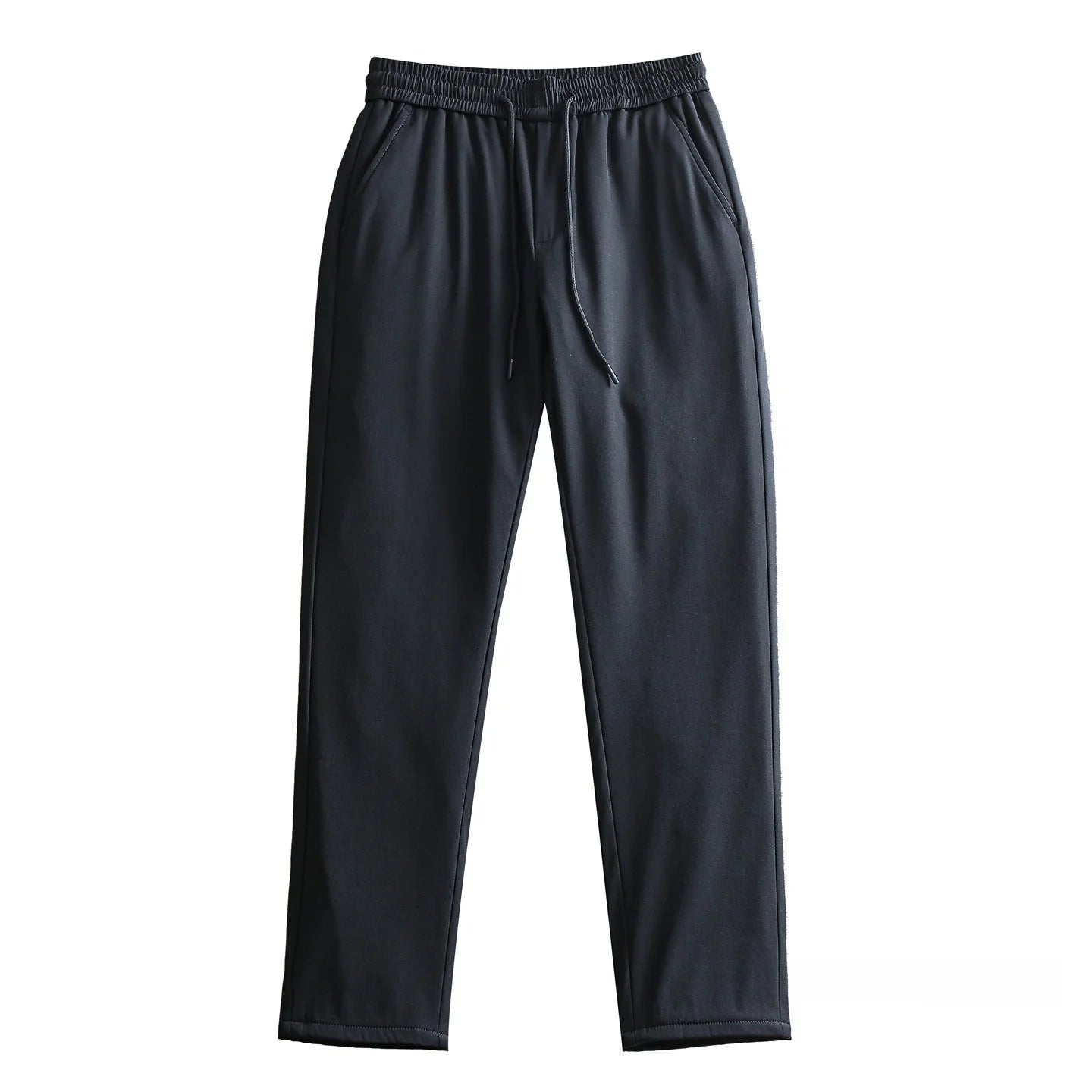 Men's Winter Outdoor Casual down Pants Elastic Waist Straight Leg Long Trousers Fashionable Warm Windproof Waterproof