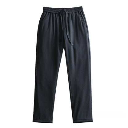 Men's Winter Outdoor Casual down Pants Elastic Waist Straight Leg Long Trousers Fashionable Warm Windproof Waterproof