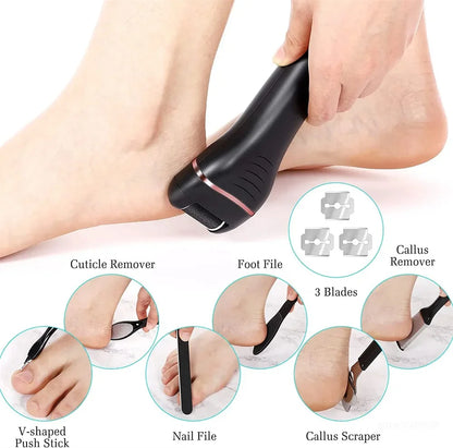 Electric Callus Remover Professional Rechargeable Foot File Pedicure Machine With 3 Heads For Heel Dead Skin Scrubber