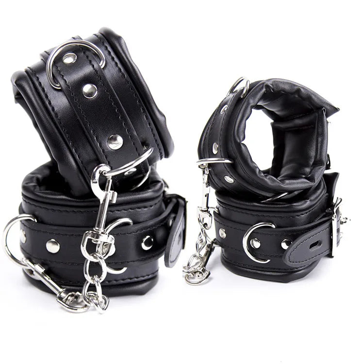 Bondage Kits Extendable Products Leather Restraint Set Handcuffs Ankle Cuffs Bdsm Toys For Couples Women 18 Adult Games