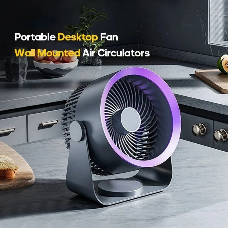 Desktop Table Fan USB Rechargeable Wall Mounted Silent High Speed Turbo Air Circulator Fan for Home Office