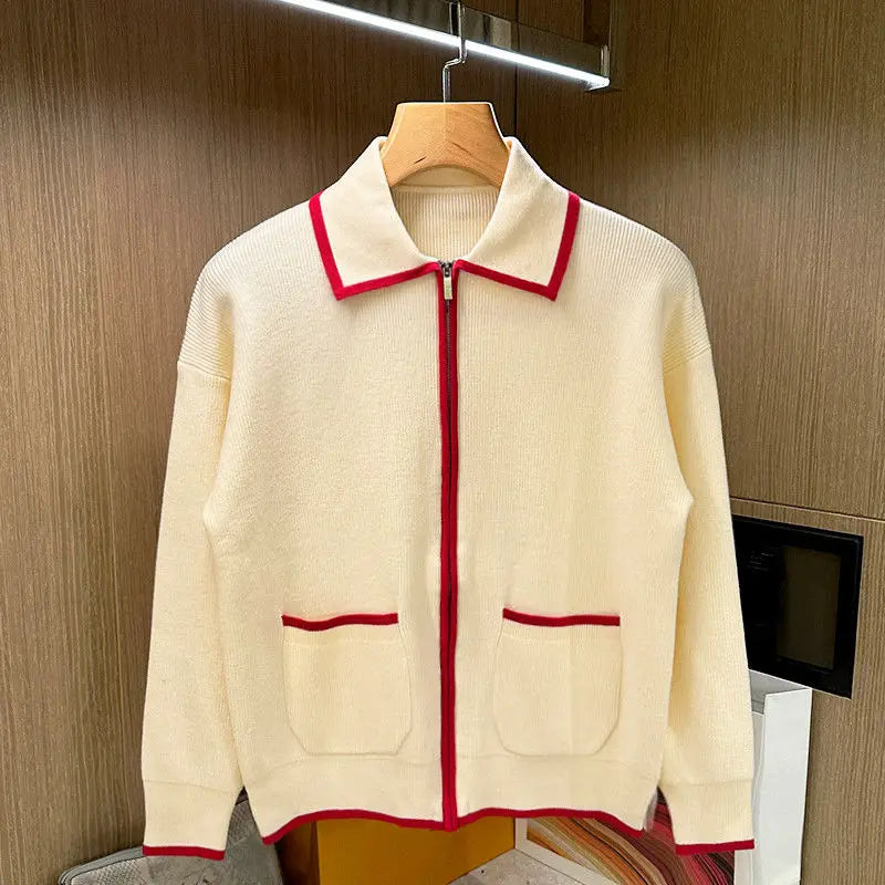England Vintage Men Patchworked Knitted Sweater Shirts Long Sleeve Zipper Closure Pullovers Turn-down Collar Luxury Men Tops