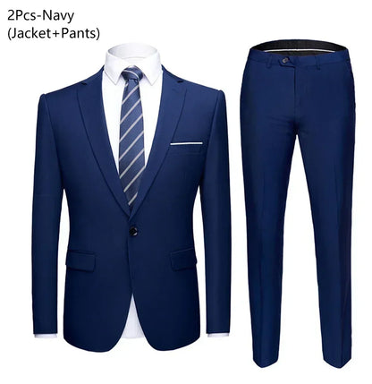 Suit Men Elegant For Wedding 3 Pieces 2 Set Jackets Vest Pants Blazers Groom's Formal Full Business Coats 2025 Costume