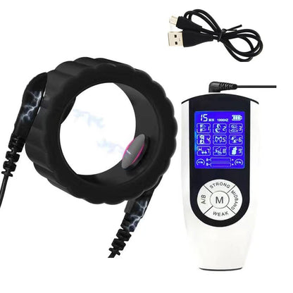 Electro Shock Silicone Penis Ring Bdsm Electric Stimulate Scrotal restraint Massage Cock Cage Masturbation Sex Toys For Men Gay