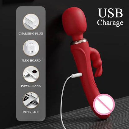 Double Head Powerful Vibrator for Women 30 Speed Clit Stimulator G Spot Vagina Massager Female Masturbator Sex Toys for Adult 18