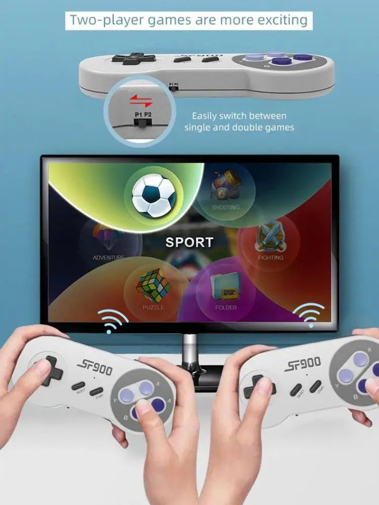 SF900 Mini Video Game Console 2.4G Dual Wireless Console Game Stick 5000 Classical Games TV Game Sticks Game Gifts
