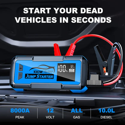 Car Emergency Battery Starter Jump Portable Power Bank Multi Function 8000A Ultra-Large Capacity 12V Auxiliary Starting Device