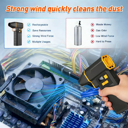Turbo Jet Fan Electric Air Duster 10000mAh High-Speed Blower 130000RPM for Car PC Home Cleaning Powerful Portable Dryer Tool