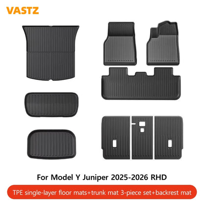 VASTZ TPE Floor Mats for Model Y Juniper 2025 2026 Model 3 Highland 2024-2026 RHD Anti-Slip Trunk Liner for Right Hand Drive Car