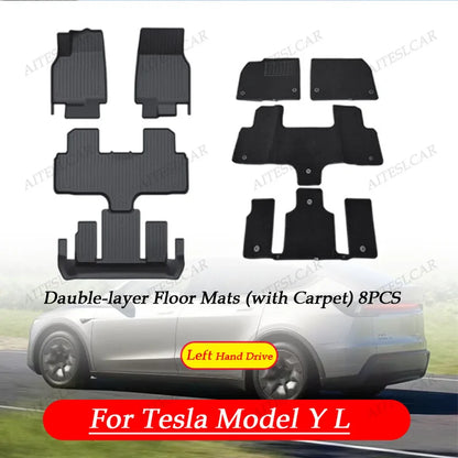 For Tesla New Model Y L Launch Premium / Performance 2026+ TPE Floor Mats Luggage Mat Wear-resistant Foot Pads ModelY Trunk Mats