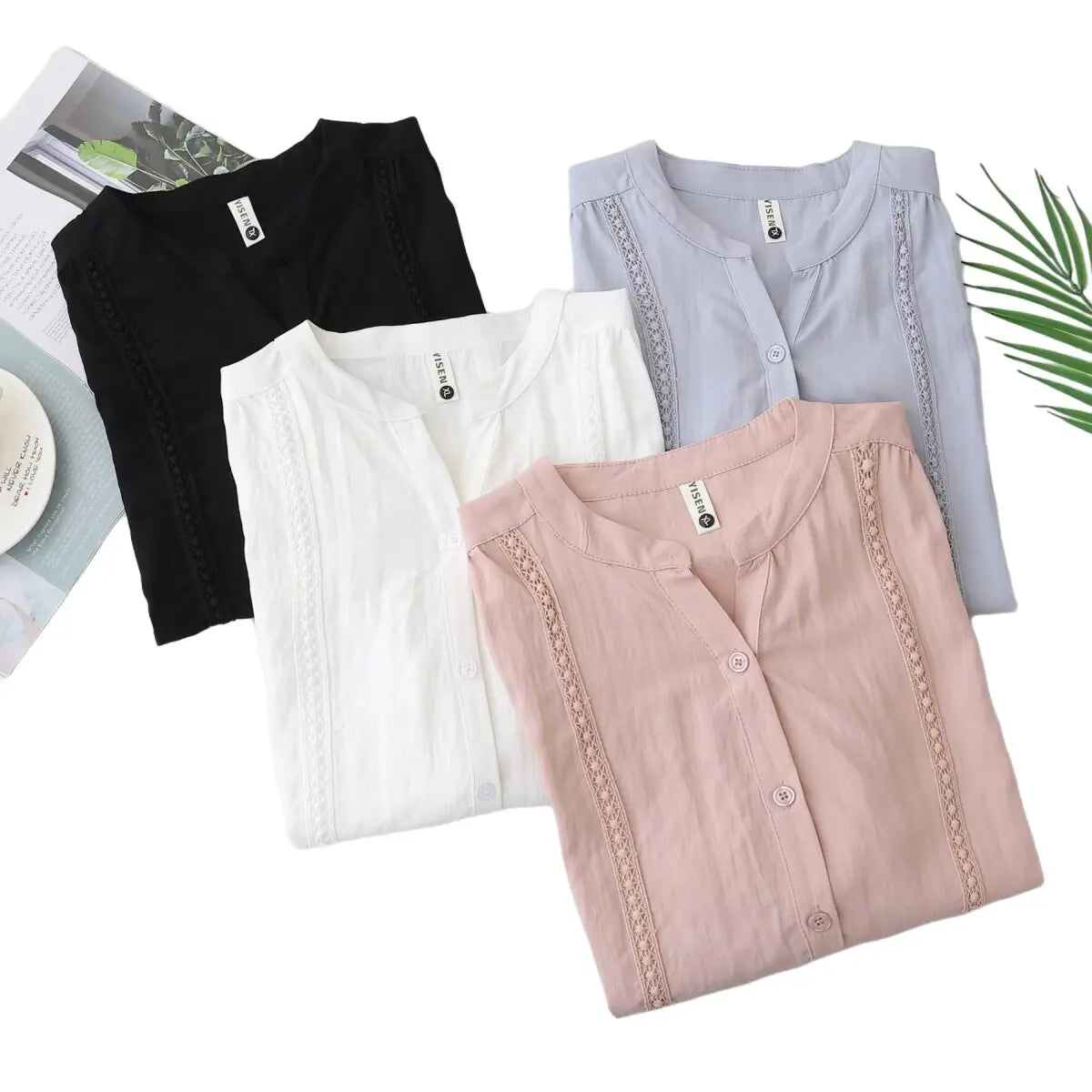 Slimming Short Sleeve Shirt for plus Size Women Stylish French Style Loose Fit Summer Top Single Button Closure Regular Length