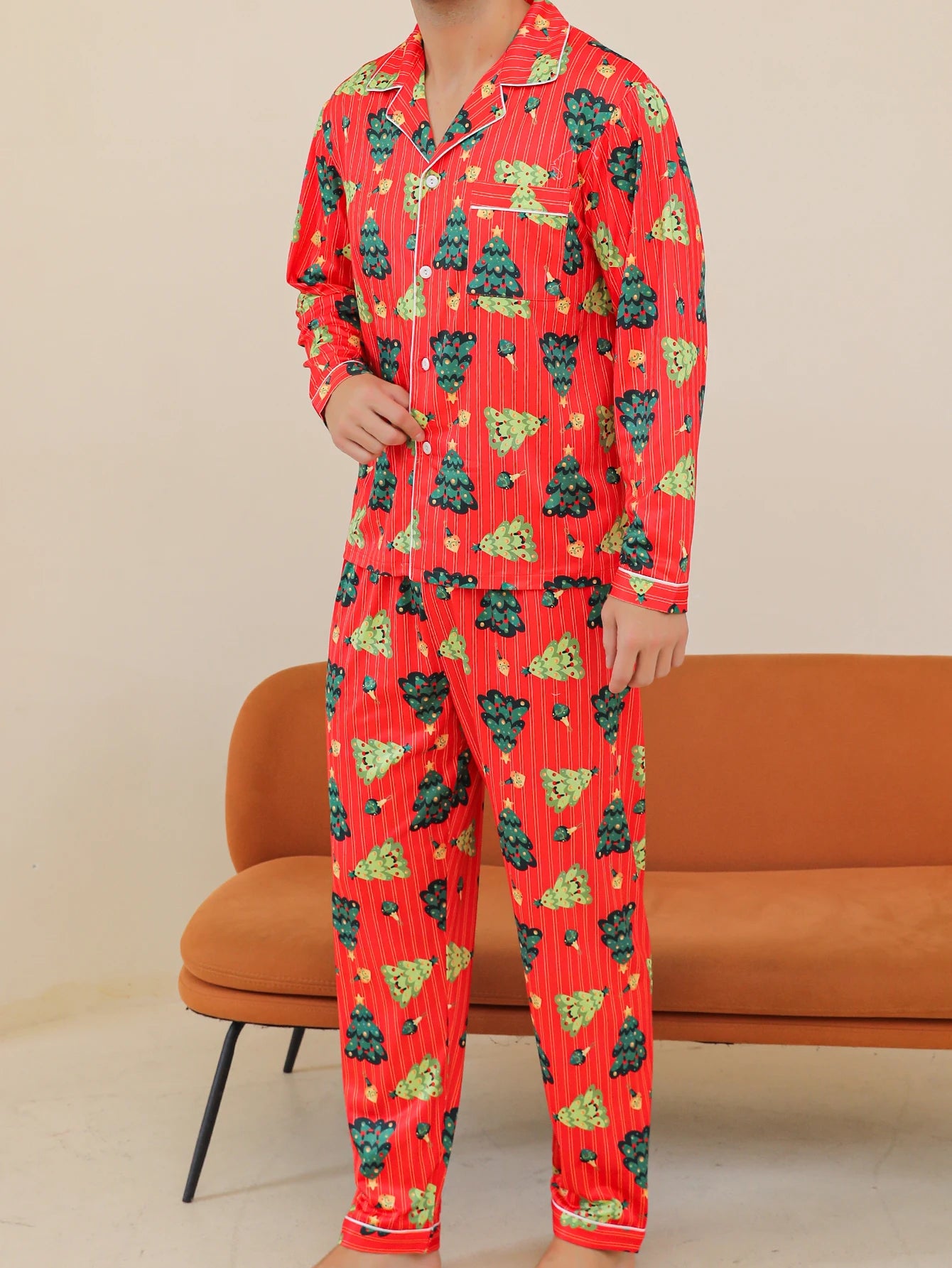 Two piece sets men's pajamas autumn and winter long sleeved pants casual cartoon style sleepwear set