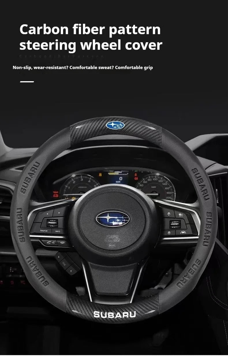 For Subaru Brz Wrx Xv Ascent Forester Outback Impreza Legacy Car AntiSlip Carbon Fiber Leather Ultrathin Steering Wheel Cover