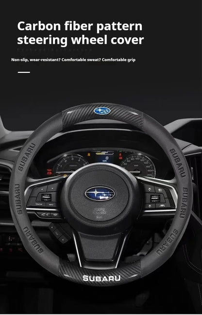 For Subaru Brz Wrx Xv Ascent Forester Outback Impreza Legacy Car AntiSlip Carbon Fiber Leather Ultrathin Steering Wheel Cover