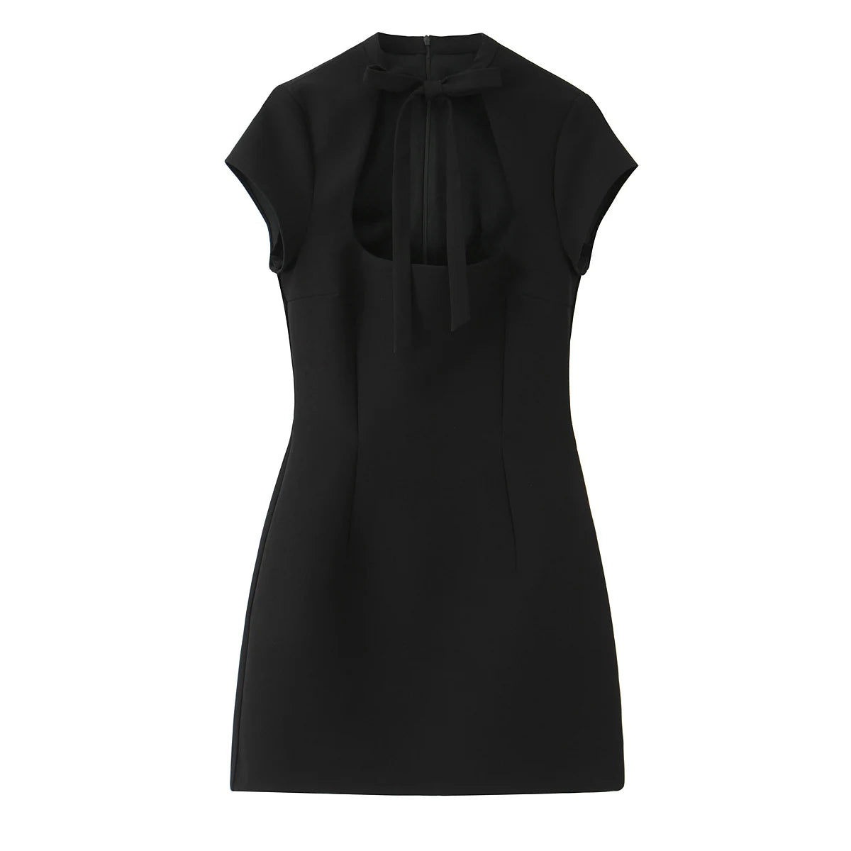 HH Summer Fashion Women's Polka Dot Mini Dress 2026 Short Sleeve Lace Up Collar Party Dress Female Hollow Out Sexy Evening Dress