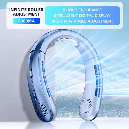 Lenovo 8000mAh Hanging Neck Fan Portable Bladeless USB Rechargeable Mute LED Digital Display Electric Air Cooler USB Handheld