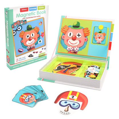 Magnetic Book 3D Cartoon Puzzles Jigsaw Funny Children's Intelligent Brain Training Game Educational Toys for Kids Gift Xmas Toy