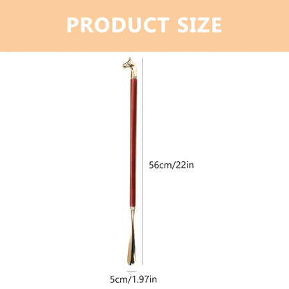 Long Handle Shoe Horn Wooden Copper Shoehorn Ergonomic Shoe Lifter for Elderly Pregnant People Back Knee Pain Relief Household