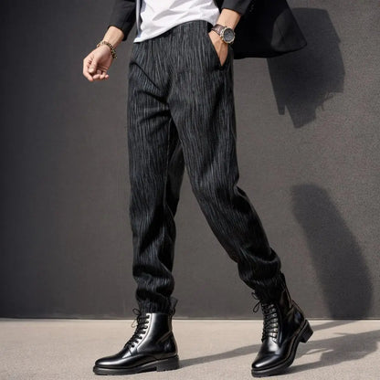 Men's Casual Corduroy Loose Fit Pants Autumn Winter Korean Style Trendy Cuffed Outdoor Wear Non-Iron Long Trousers