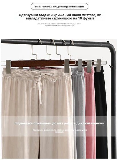 Slimming High Waist Ice Silk Wide Leg Pants for Pear aped Women Casual Summer orts plus Size  pe Comfortable Trousers