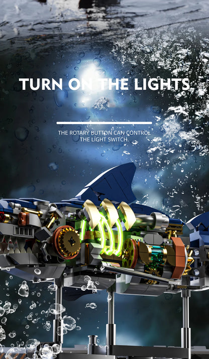 DIY Mechanical Technical Shark Building Blocks Creative Ocean Series Decorations Model Boys Children Christmas Birthday Gifts