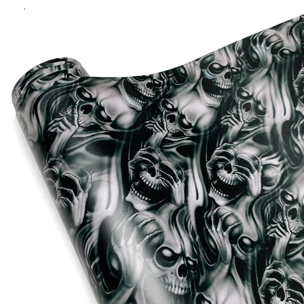 Car Stickers Skull Cartoon Printed Camo Car Body Film Adhesive Vinyl Motorcycle Sticker Waterproof Wrap Vinyl Car Accessories