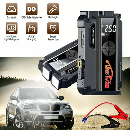 Car Jump Starter with Air Compressor Peak 2000A Auto Battery Booster 150PSI Air Pump Portable Power Bank Tire Inflator Lighting