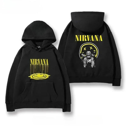 Classic Rock Band Nirvana Kurt Cobain Graphic Print Hoodie Men Women Loose Oversize Sweatshirt Streetwear Harajuku Wind Pullover