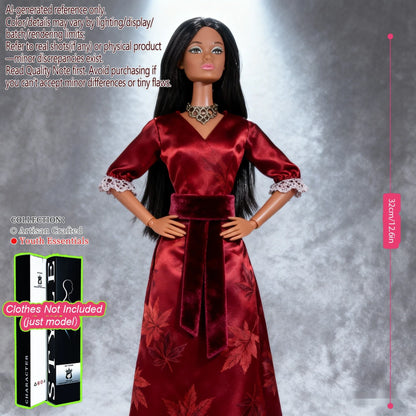 Multi-Poseable 12.6in 1/6 BJD - 12-Articulated, Realistic Makeup, Collector’s Gift, Desktop Display (No Clothing)