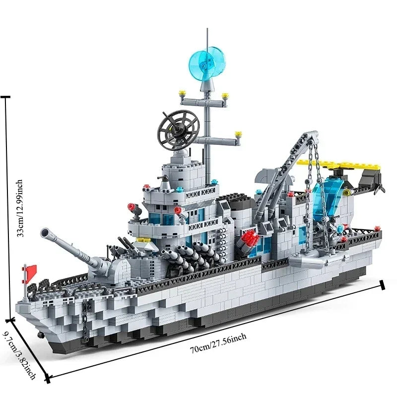 1560PCS military aircraft carrier building blocks, 6IN1 high-difficulty destroyer ship assembly model decoration gift