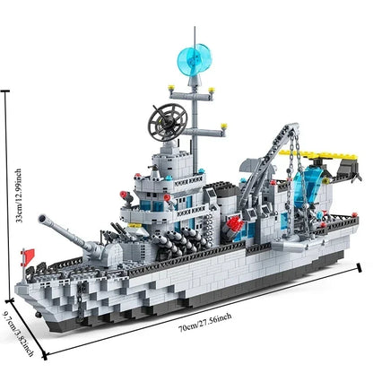 1560PCS military aircraft carrier building blocks, 6IN1 high-difficulty destroyer ship assembly model decoration gift