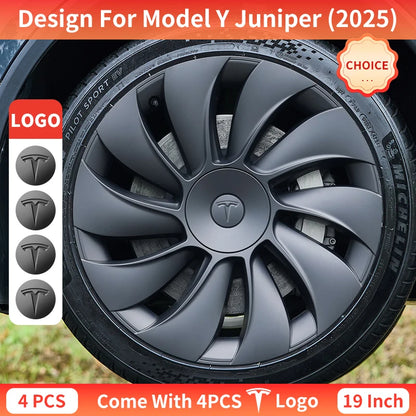 4PCS for Tesla Model Y 2025-2026 Juniper 19 Inch Smooth Style Hubcap Hub Cap Full Rim Cover Replacement Wheel Cap Accessories