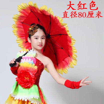 Dance Art Elegant Peony Flower Umbrella Fiber Umbrella Opening Dance Stage Performance Costume Props National Costume Stage Wear