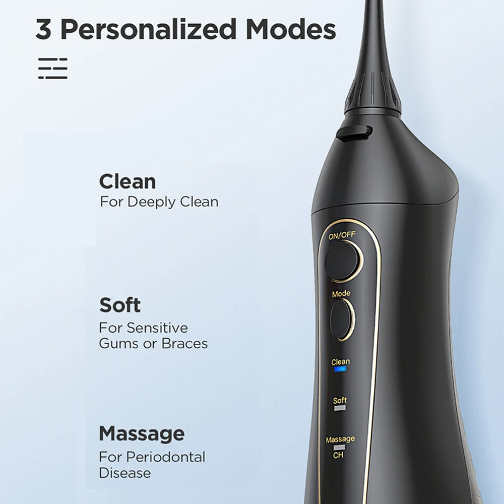 Fairywill Portable Dental Water Flosser Oral Irrigator USB Rechargeable Water Floss Jet Tooth 7 Tips 300ml Mouth washing machina