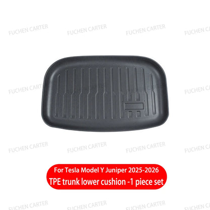 For Tesla Model Y Juniper 2025 2026 TPE Car Front Rear Trunk Mat Waterproof Wear-resistant All Weather Trunk Mats Backrest Mats